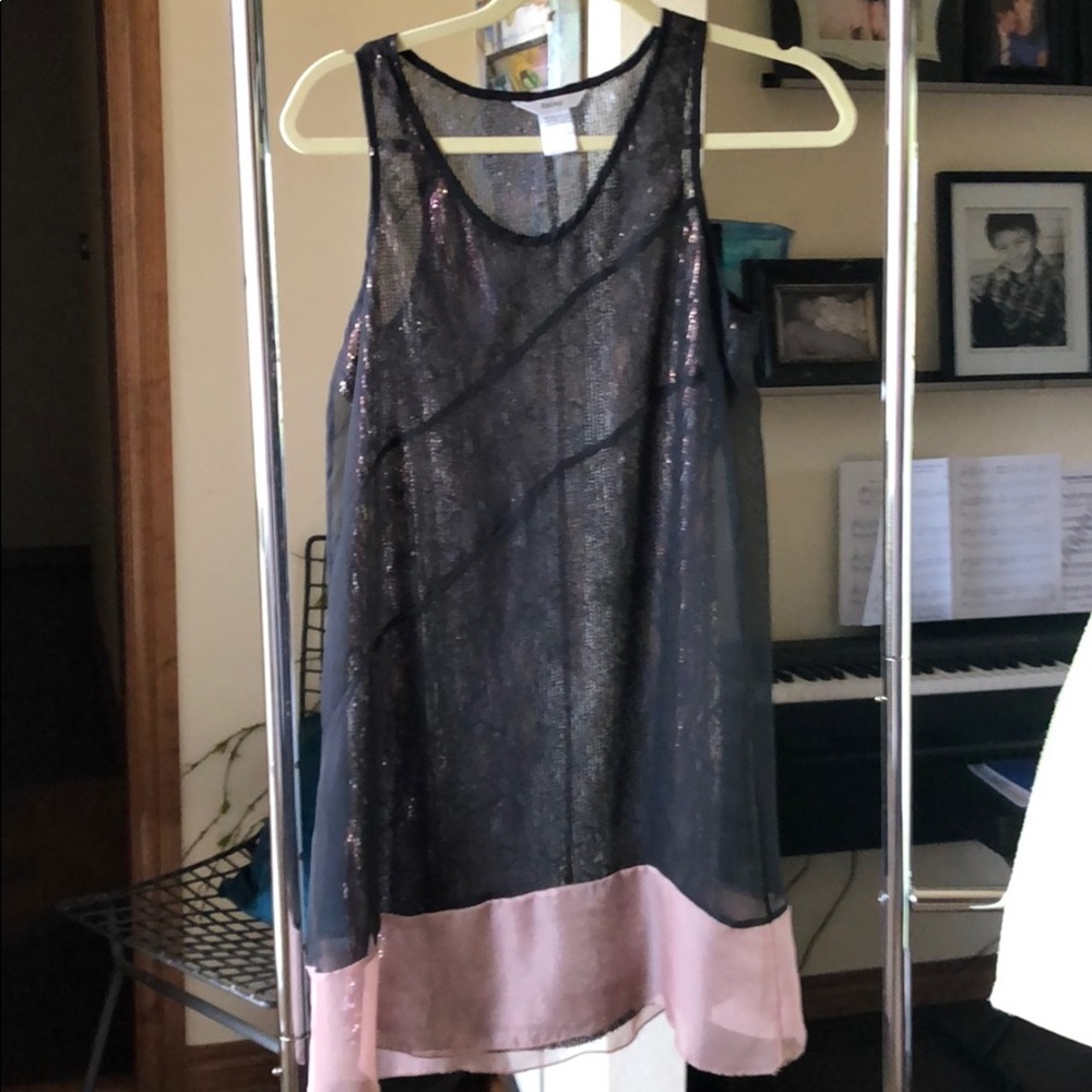 Easley dress with sequin details under sheer top